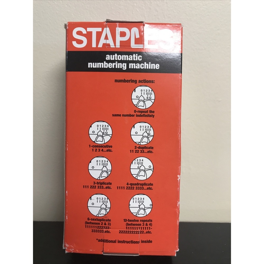 Staples Automatic Numbering Machine, New In Box- 6 Number Stamp Machine - Picture 2 of 6